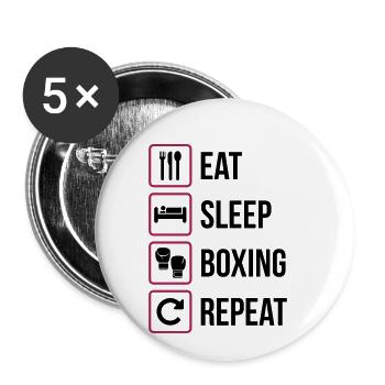 Mangez le sommeil de boxe Répéter - Lot de 5 petits badges (25 mm) - blanc - Devant