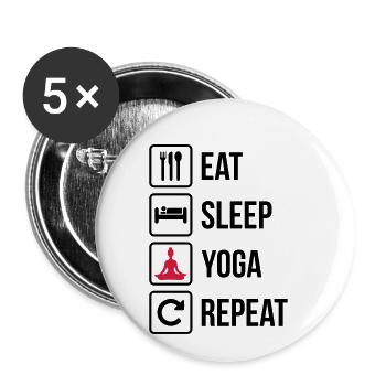 Eat Sleep Yoga Repeat - lustig - witzig - Buttons klein 25 mm (5er Pack) - Weiß - Vorne