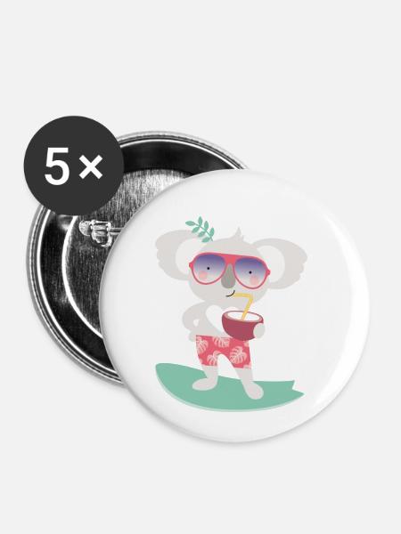 COOL KOALA - Buttons klein 25 mm (5er Pack) - Weiß