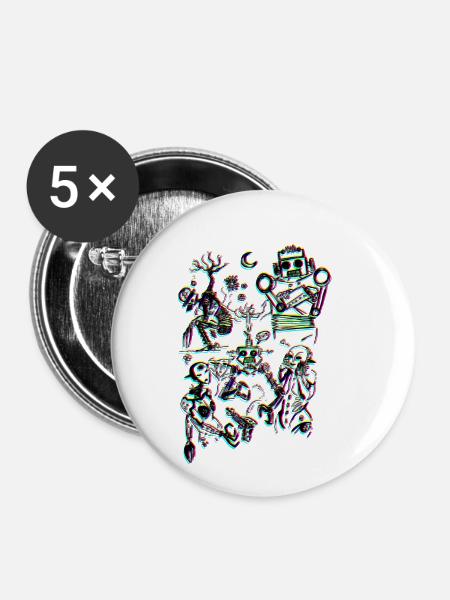 DandyBot - Buttons klein 25 mm (5er Pack) - Weiß