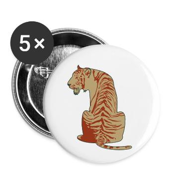 Force de courage de cadeau vintage de tigre - Lot de 5 petits badges (25 mm) - blanc - Devant