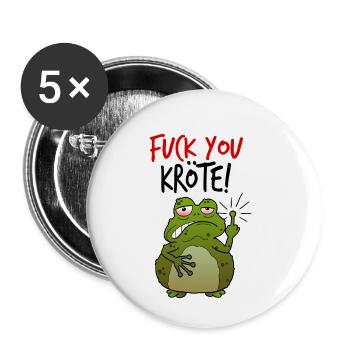 Fuck You Kröte MIttelfinger lustig Comic Geschenk - Buttons klein 25 mm (5er Pack) - Weiß - Vorne