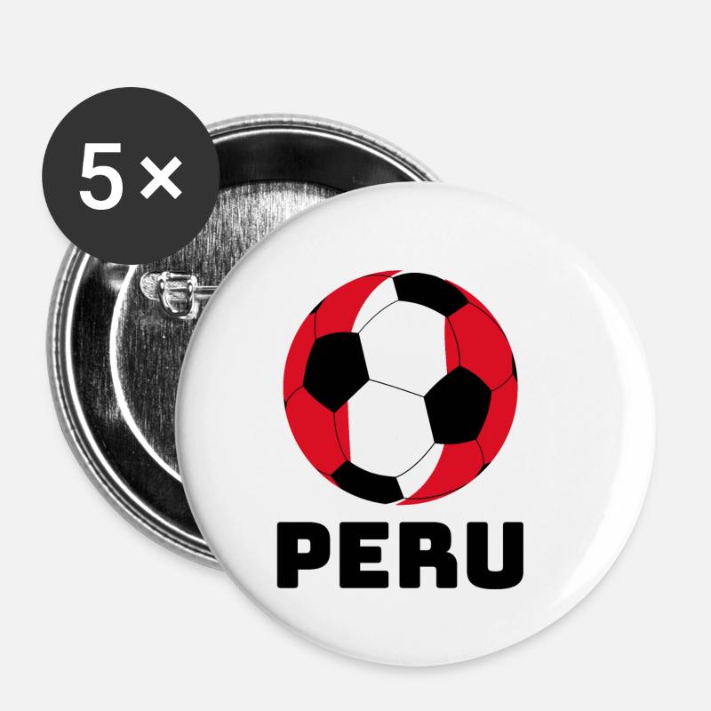 Peru ball with text Peru Gift Sport - Buttons small 1''/25 mm (5-pack) - white