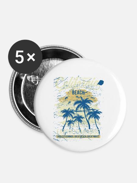 California Beach - Buttons klein 25 mm (5er Pack) - Weiß