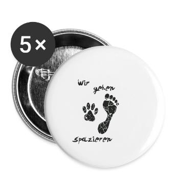 "Nous allons faire une promenade" T-shirt pour les amoureux des chiens - Lot de 5 petits badges (25 mm) - blanc - Devant
