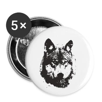 illustration black wolf t - Buttons small 1''/25 mm (5-pack) - white - Front