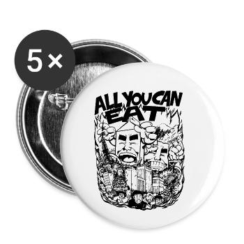 All You Can Eat - Buttons klein 25 mm (5er Pack) - Weiß - Vorne