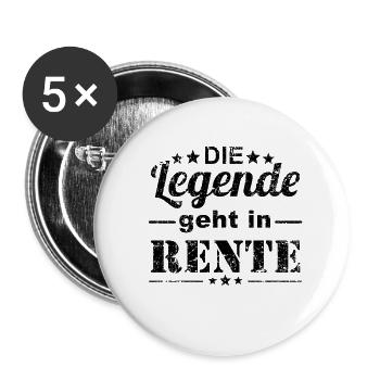Die Legende geht in Rente Ruhestand Pension - Buttons klein 25 mm (5er Pack) - Weiß - Vorne