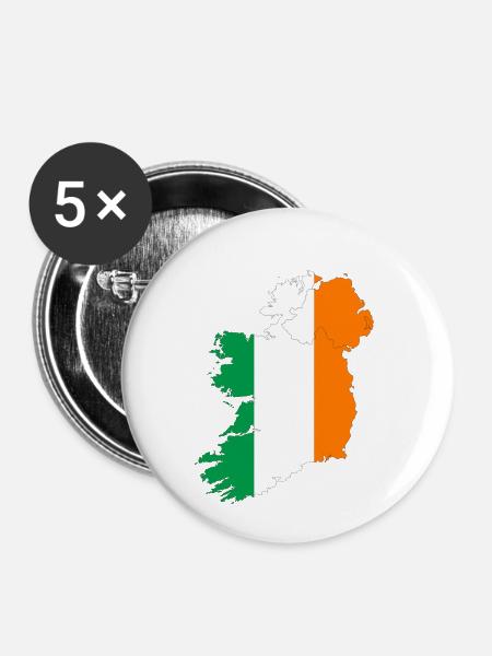 Irland - Buttons klein 25 mm (5er Pack) - Weiß