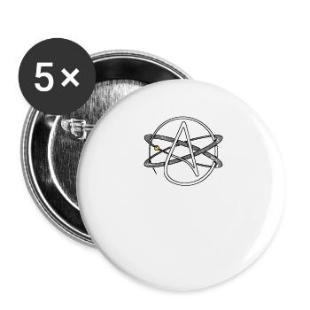 Atheismus Logo Atheisten Atom Wissenschaft - Buttons klein 25 mm (5er Pack) - Weiß - Vorne