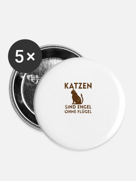 Katzenfreunde Katze - Buttons klein 25 mm (5er Pack) - Weiß