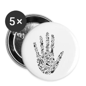 Main végétalienne - Vegan VipeZ - Lot de 5 petits badges (25 mm) - blanc - Devant