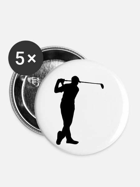 Golf Spieler - Buttons klein 25 mm (5er Pack) - Weiß