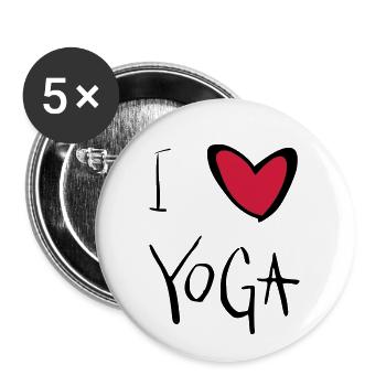 j'aime le coeur de yoga - Lot de 5 petits badges (25 mm) - blanc - Devant