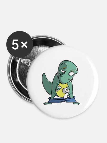 T-Rex mit Toilettenpapier - Problem - Buttons klein 25 mm (5er Pack) - Weiß
