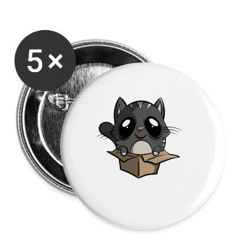 Il correspond toujours - chat dans le carton - Lot de 5 petits badges (25 mm) - blanc - Devant