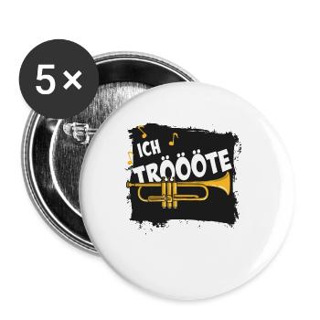 Ich tröte - Trompete - Buttons klein 25 mm (5er Pack) - Weiß - Vorne