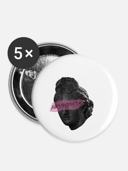 Aphrodite + Schrift schwarz - Buttons klein 25 mm (5er Pack) - Weiß