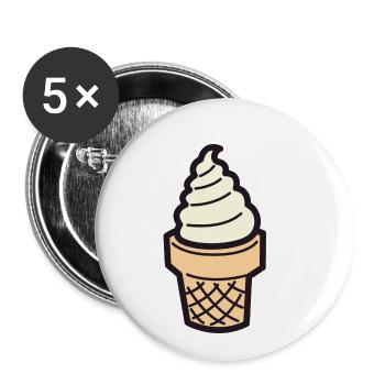 Crème glacée molle à la vanille - Lot de 5 petits badges (25 mm) - blanc - Devant