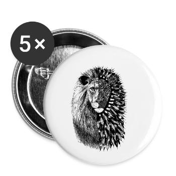 Zwei gesichtigter Löwe - Schwarz - Buttons klein 25 mm (5er Pack) - Weiß - Vorne
