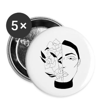 Flower Mind - Buttons klein 25 mm (5er Pack) - Weiß - Vorne