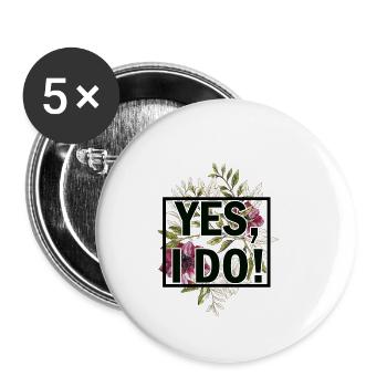 Wedding marriage wedding ceremony love loyalty gift idea - Buttons small 1''/25 mm (5-pack) - white - Front