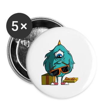 Monster mit Brille - falsches Geschenk - Buttons klein 25 mm (5er Pack) - Weiß - Vorne