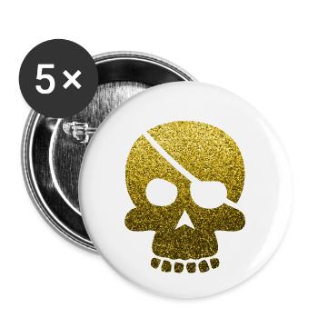 Pirate du crâne - Lot de 5 petits badges (25 mm) - blanc - Devant