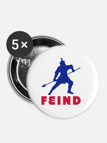 feind gegner - Buttons klein 25 mm (5er Pack) - Weiß