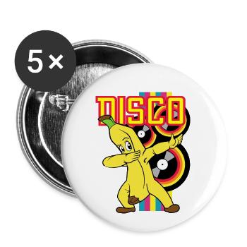 Retro Vintage Dabbing Dab Disco Party Bananw - Buttons klein 25 mm (5er Pack) - Weiß - Vorne
