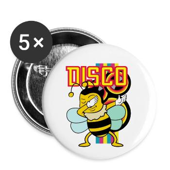 Retro Vintage Dabbing Dab Disco Party Biene Tiere - Buttons klein 25 mm (5er Pack) - Weiß - Vorne