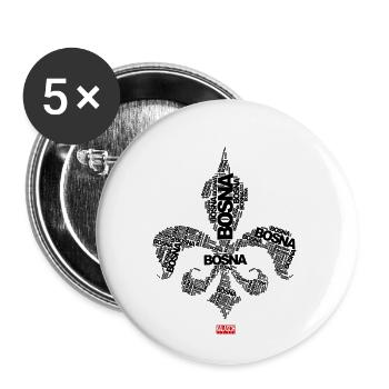 Bosna i Hercegovina Ljiljan Black - Buttons small 1''/25 mm (5-pack) - white - Front