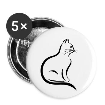 Sweet outlined cat - Buttons small 1''/25 mm (5-pack) - white - Front