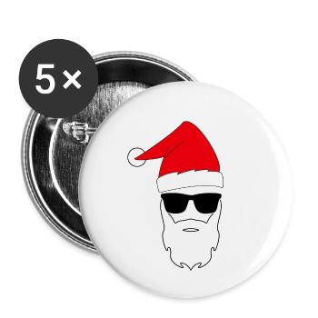 Weihnachtsmann Cool Sonnenbrille Weihnachtsmütze - Buttons klein 25 mm (5er Pack) - Weiß - Vorne