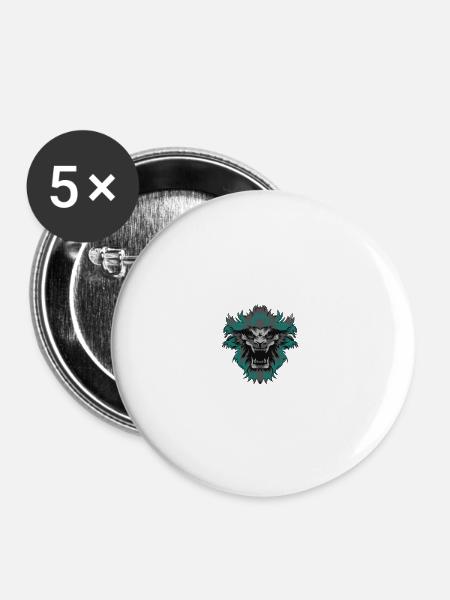 Brüllender Löwe - Buttons klein 25 mm (5er Pack) - Weiß