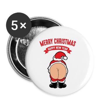 Noël Noël Père Noël Père Noël - Lot de 5 petits badges (25 mm) - blanc - Devant