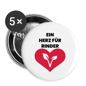 cooler Spruch vegan Rinder Herz Geschenk - Buttons klein 25 mm (5er Pack) - Weiß - Vorne