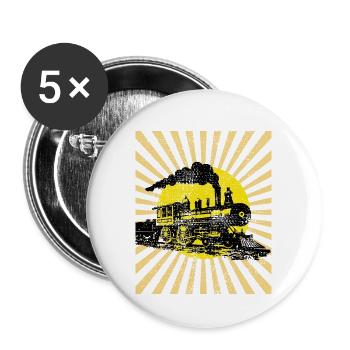 Dampflok - Buttons klein 25 mm (5er Pack) - Weiß - Vorne