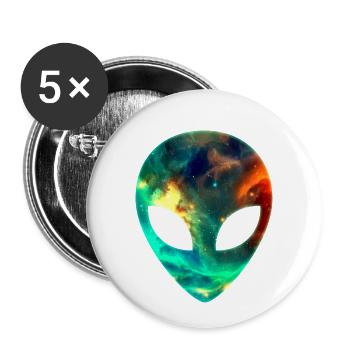 Galaxy Alien Space Weltraum Kopf Gesicht Weltraum - Buttons klein 25 mm (5er Pack) - Weiß - Vorne