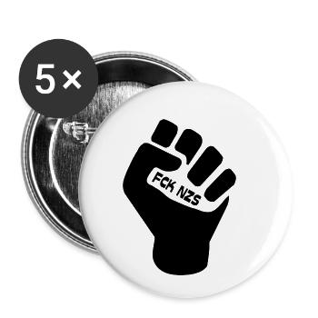 For solidarity and justice Fuck Nazis - Buttons small 1''/25 mm (5-pack) - white - Front