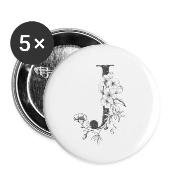 Letter J - Buttons small 1''/25 mm (5-pack) - white - Front