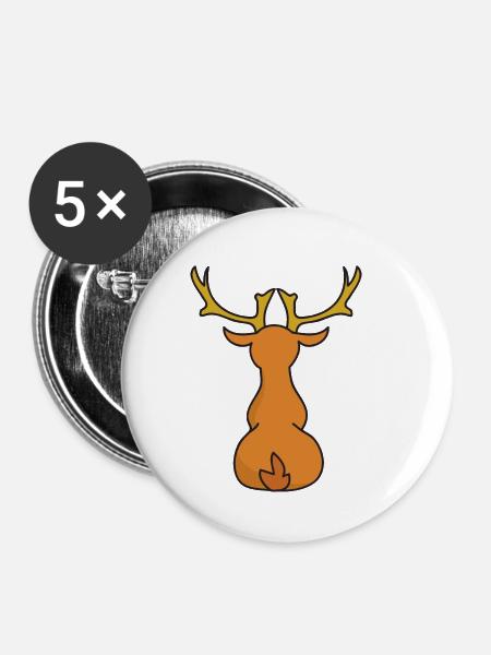 Funny reindeer Christmas Christmas Xmas - Buttons small 1''/25 mm (5-pack) - white