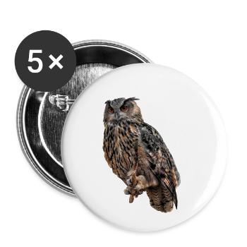 Der Uhu ist ein Jäger der Dämmerung und der Nacht. - Buttons klein 25 mm (5er Pack) - Weiß - Vorne