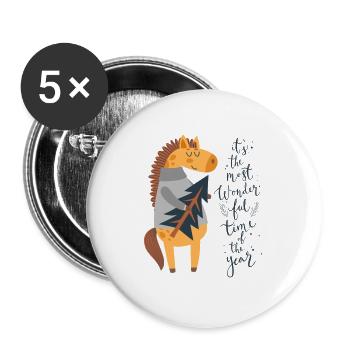 Die schoenste Zeit im Jahr - Giraffe Weihnachten - Buttons klein 25 mm (5er Pack) - Weiß - Vorne