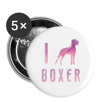 Cadeau allemand de T-shirt de maman de boxeur pour l'amant de chien - Lot de 5 petits badges (25 mm) - blanc - Devant