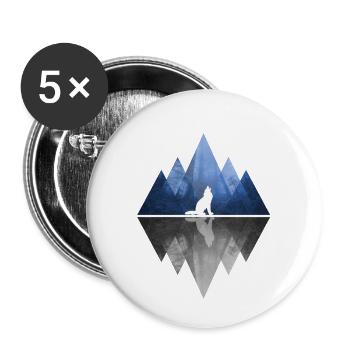 Wolf Abstract Geometry Nature Mountains - Buttons small 1''/25 mm (5-pack) - white - Front