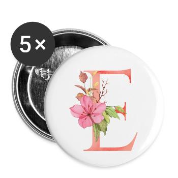 Letter E - Buttons small 1''/25 mm (5-pack) - white - Front