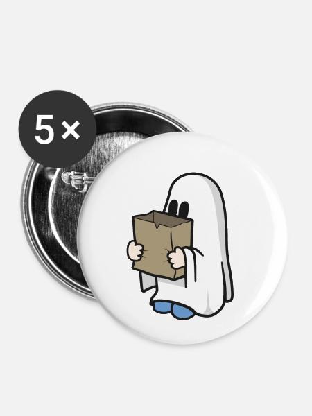 trick or treat - Buttons klein 25 mm (5er Pack) - Weiß