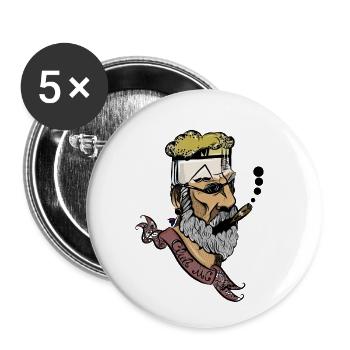 Bart Mann mit Zigarre - Buttons klein 25 mm (5er Pack) - Weiß - Vorne