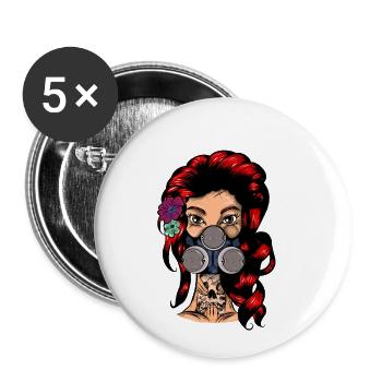 Femme rousse poilue avec - Lot de 5 petits badges (25 mm) - blanc - Devant